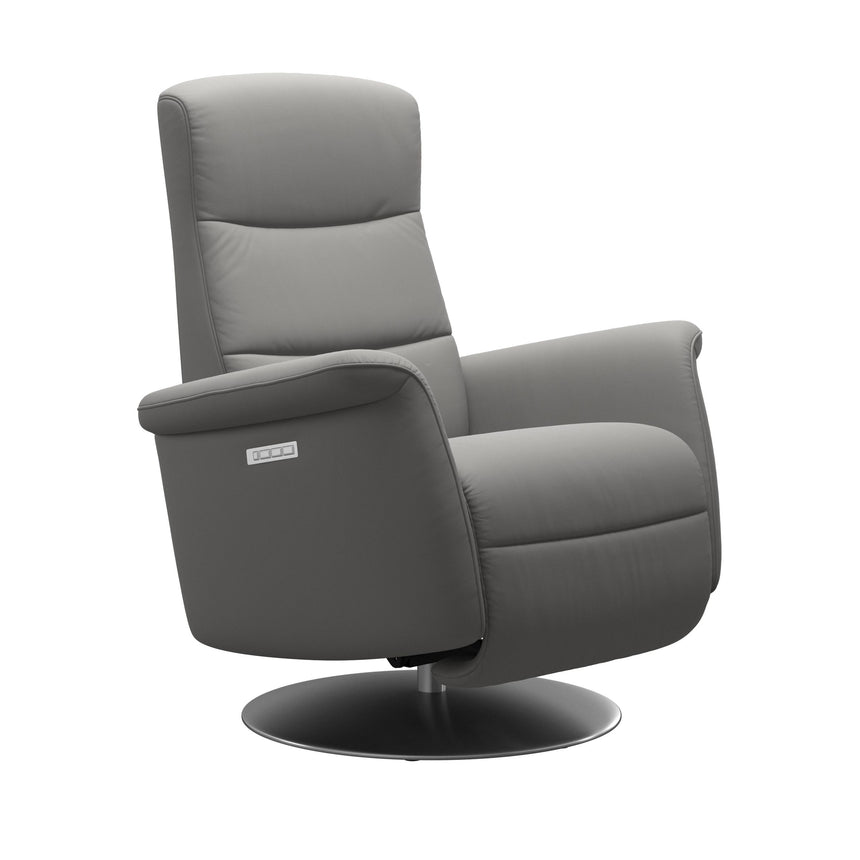 Mike Recliner - Steel Base - Paloma Silver Grey -  Wood