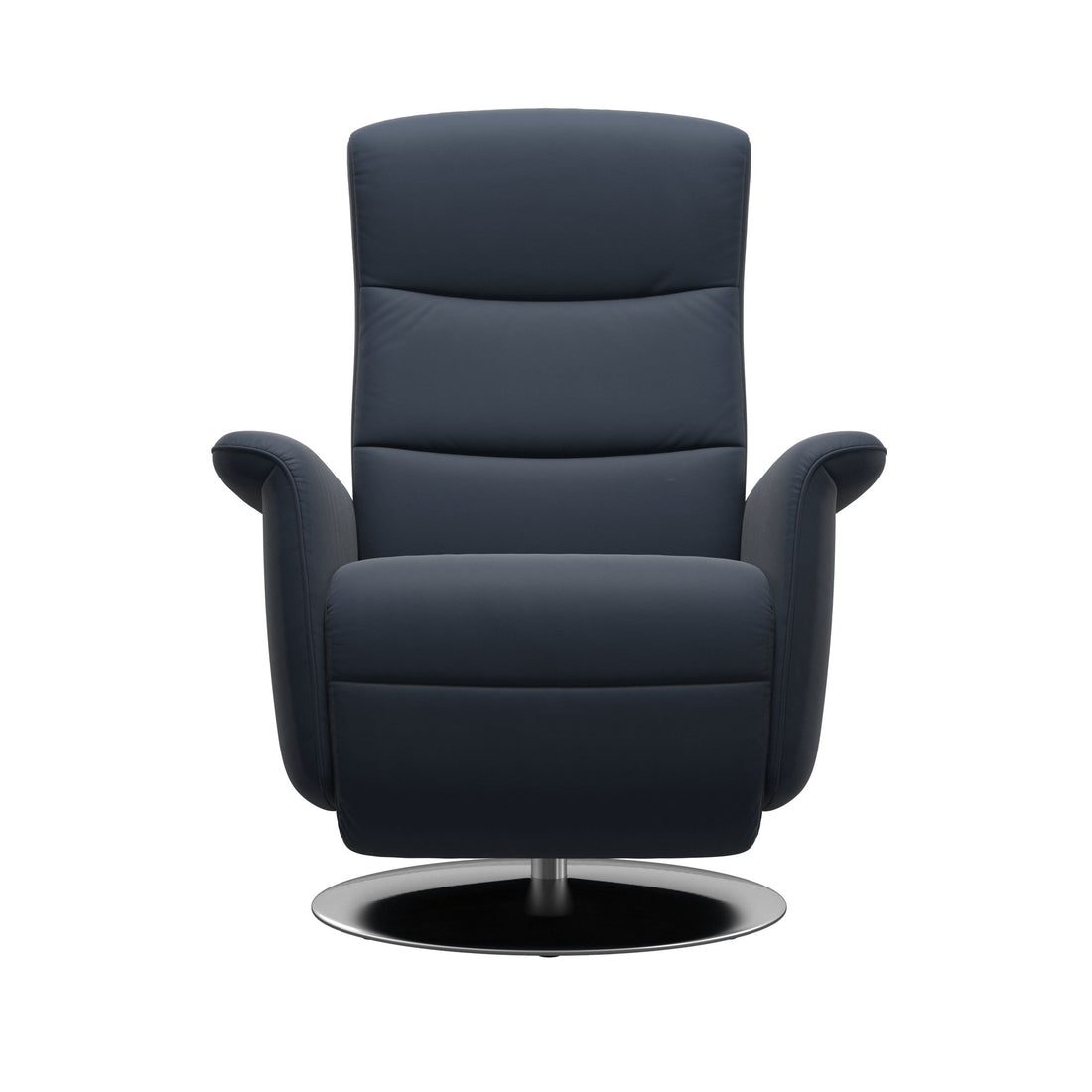 Stressless Mike Recliner Steel Base in Paloma Oxford Blue, side view
