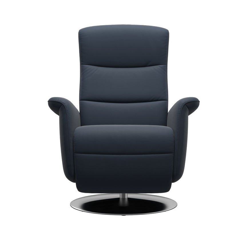 Mike Recliner - Steel Base - Paloma Oxford Blue -  Wood