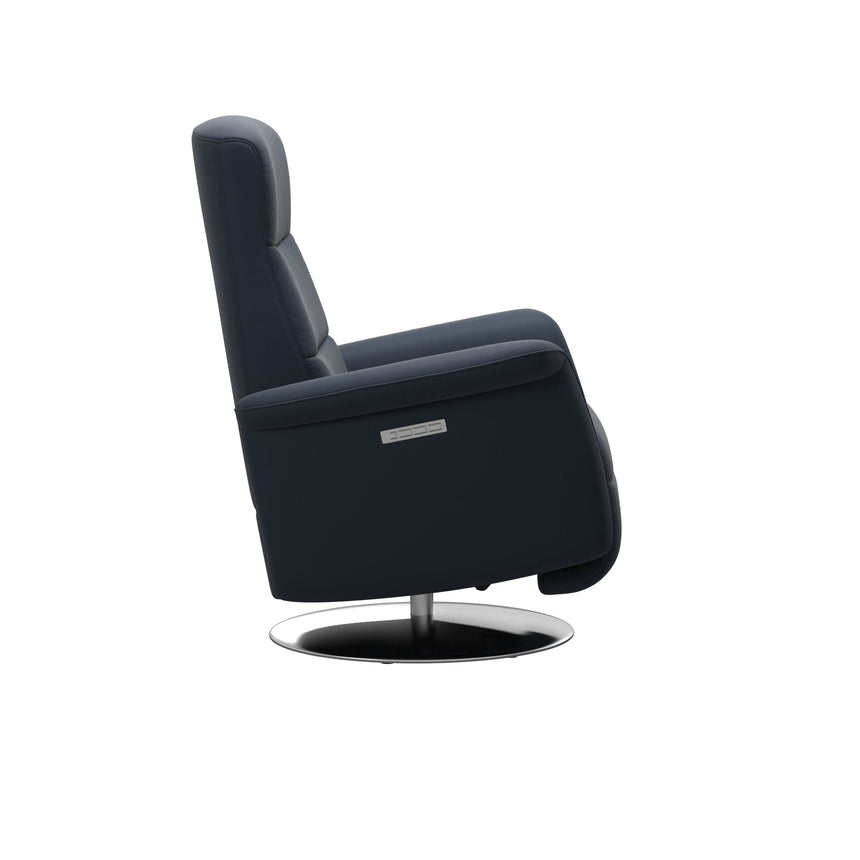 Mike Recliner - Steel Base - Paloma Oxford Blue -  Wood