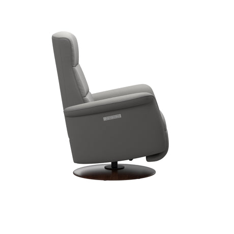 Mike Recliner - Wood Base - Paloma Silver Grey - Brown Wood
