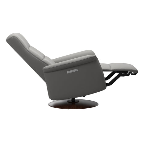 Mike Recliner - Wood Base - Paloma Silver Grey - Brown Wood