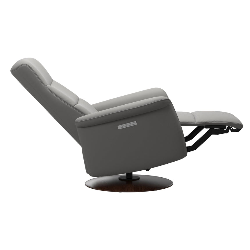 Mike Recliner - Wood Base - Paloma Silver Grey - Brown Wood