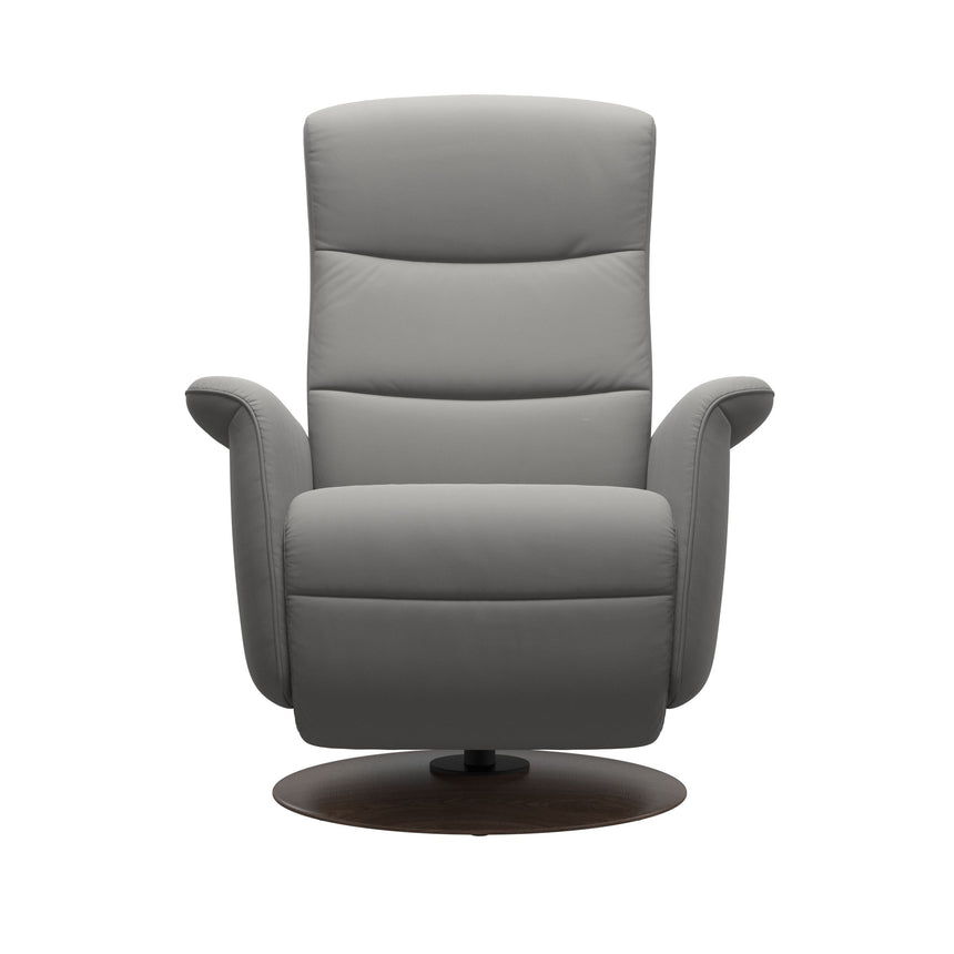 Mike Recliner - Wood Base - Paloma Silver Grey - Walnut Wood