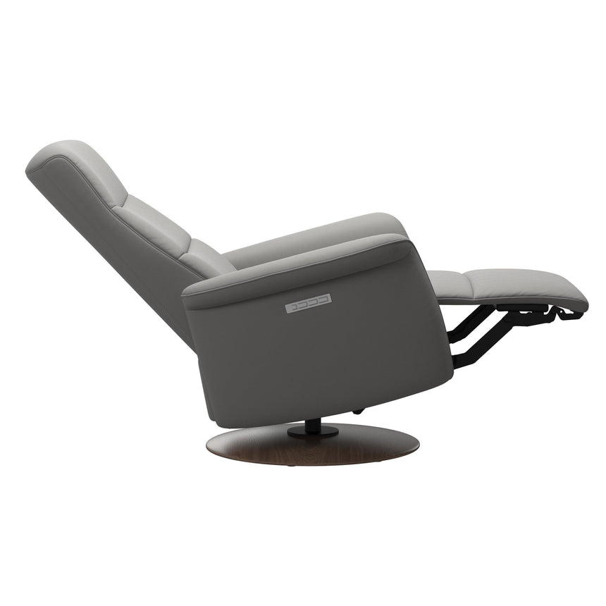 Mike Recliner - Wood Base - Paloma Silver Grey - Walnut Wood