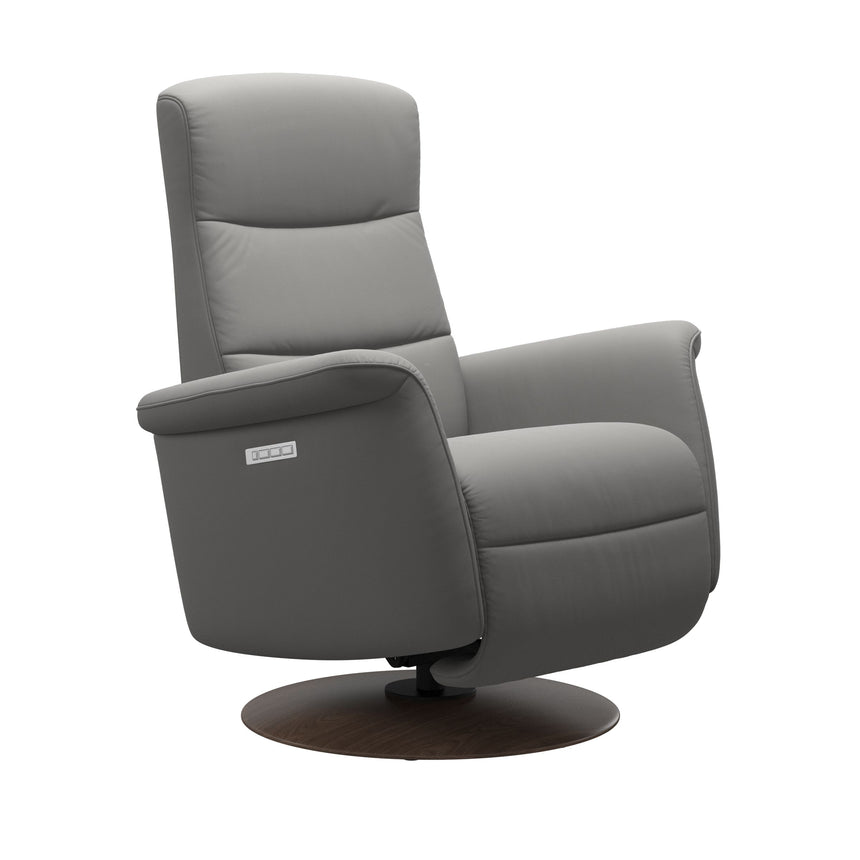 Mike Recliner - Wood Base - Paloma Silver Grey - Walnut Wood