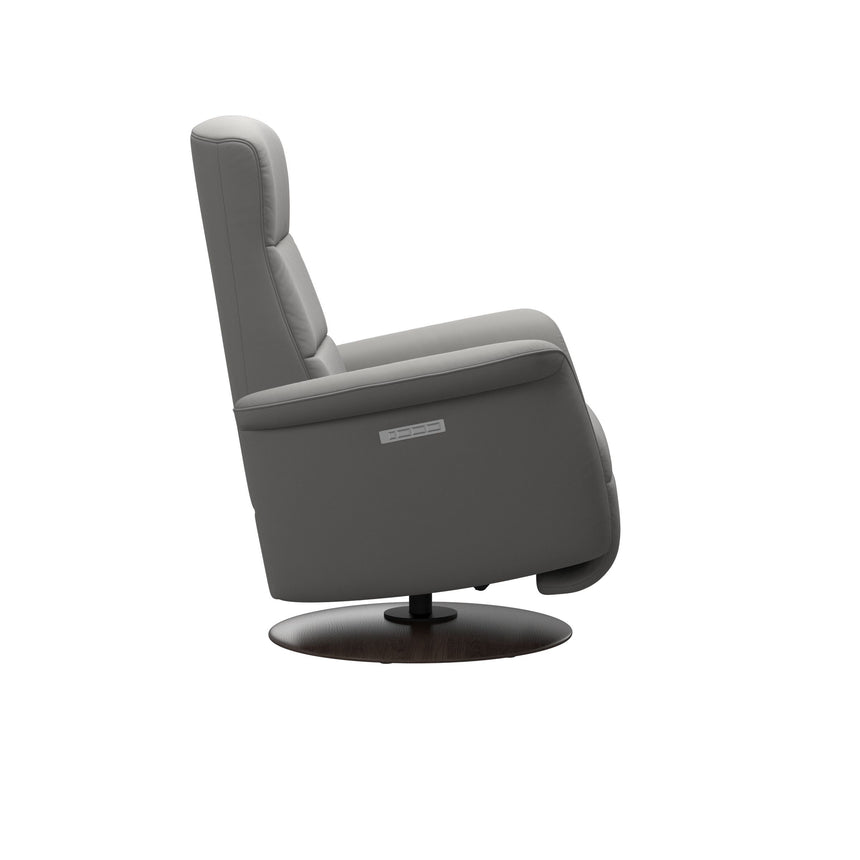 Mike Recliner - Wood Base - Paloma Silver Grey - Wenge Wood