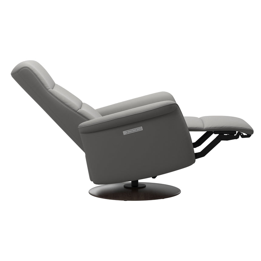 Mike Recliner - Wood Base - Paloma Silver Grey - Wenge Wood