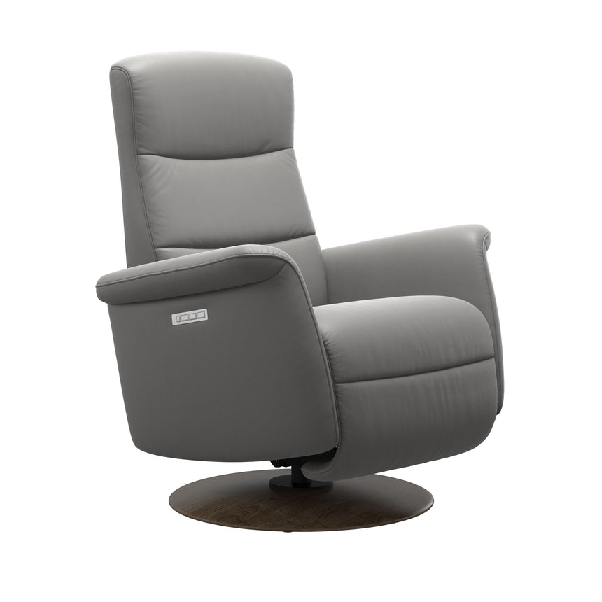 Mike Recliner - Wood Base - Paloma Silver Grey - Smoked Oak Wood