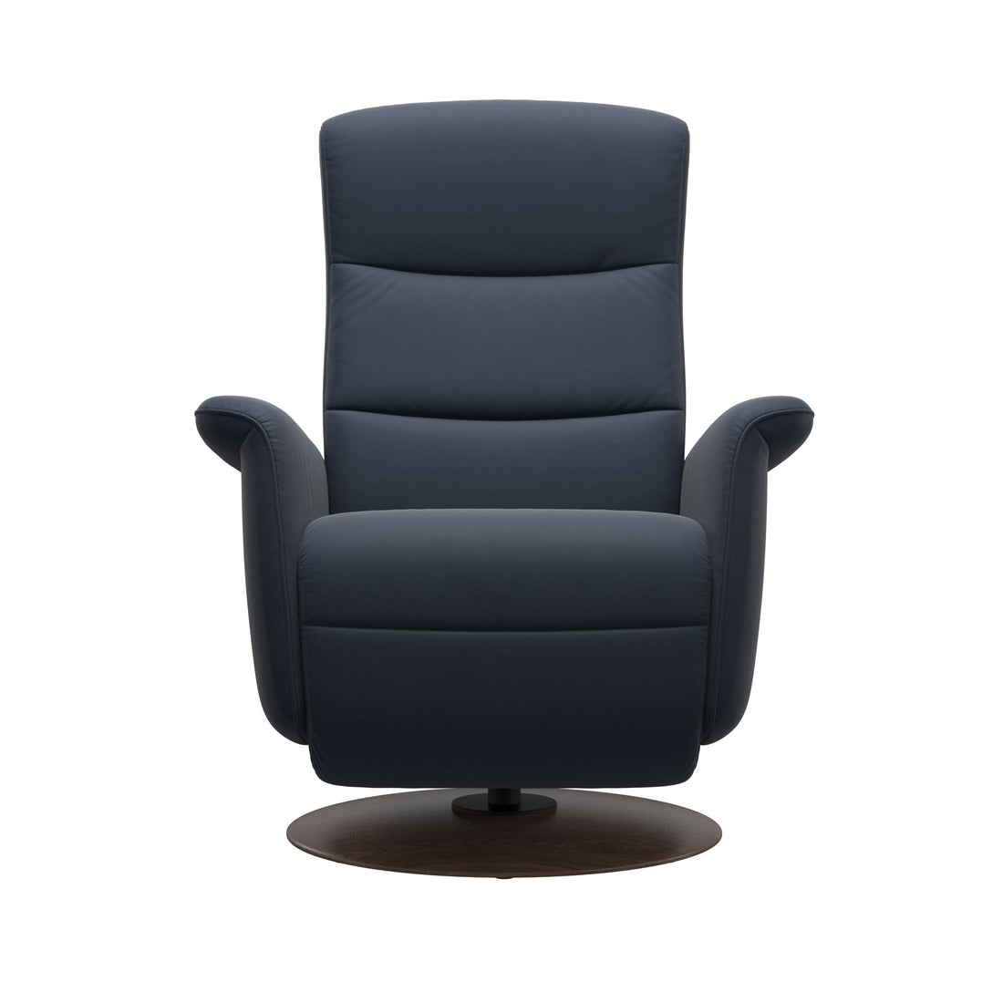 Stressless Mike Recliner Wood Base in Paloma Oxford Blue, Walnut, side view