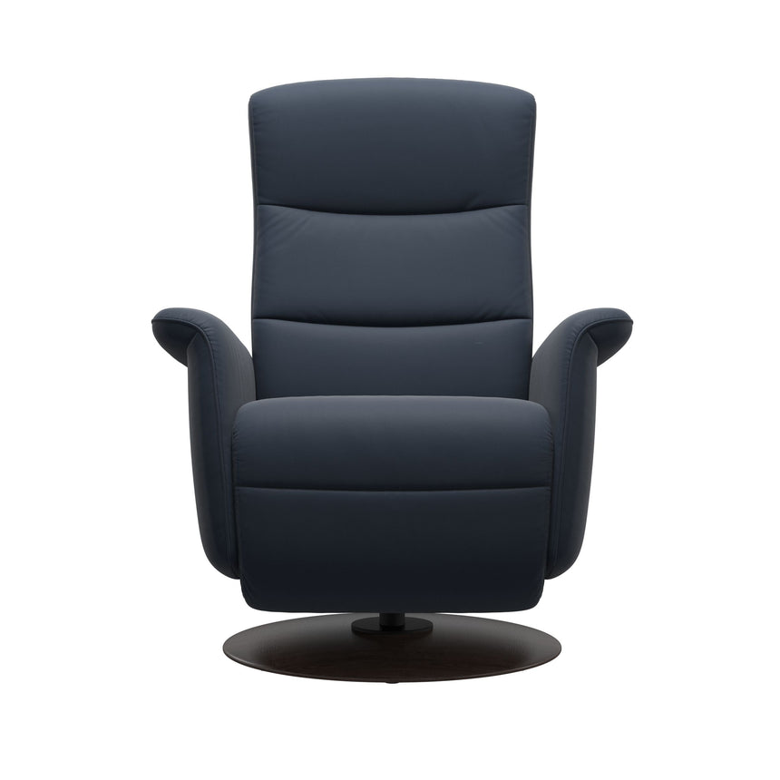 Mike Recliner - Wood Base - Paloma Oxford Blue - Wenge Wood
