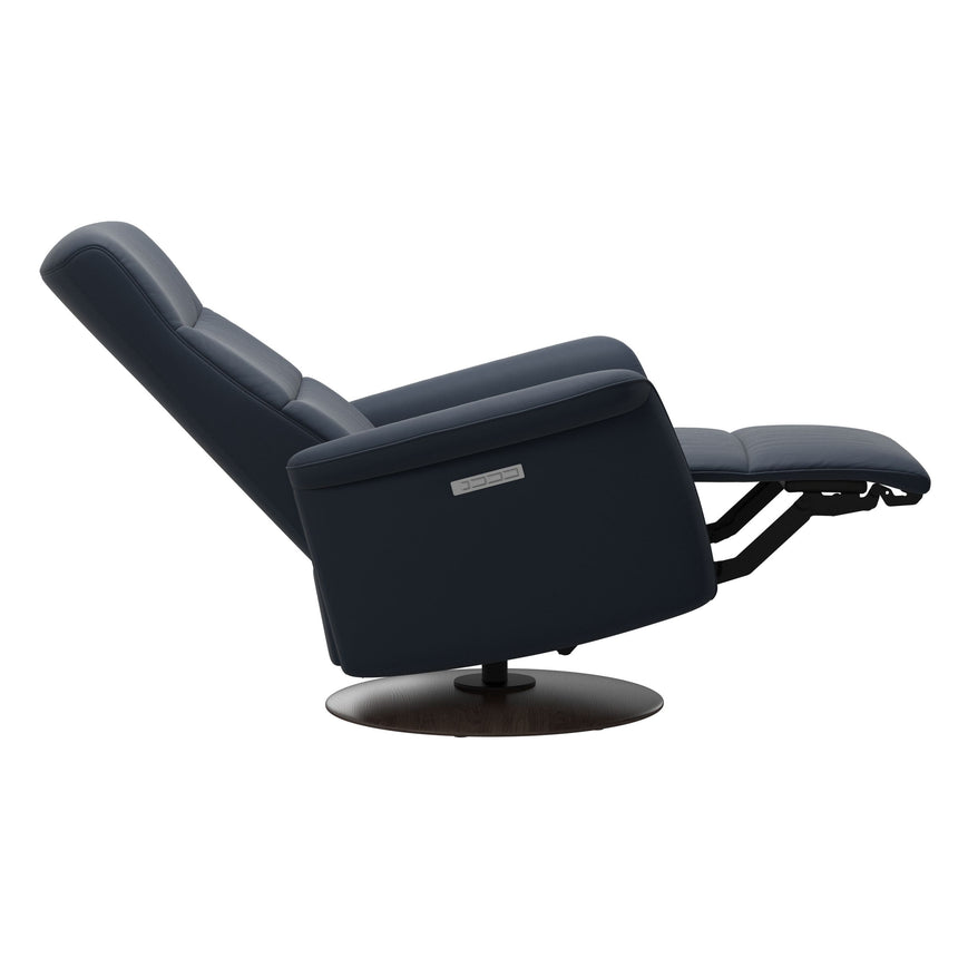 Mike Recliner - Wood Base - Paloma Oxford Blue - Wenge Wood
