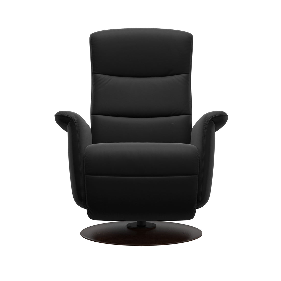 Stressless Mike Recliner Wood Base in Paloma Black, Brown, side view