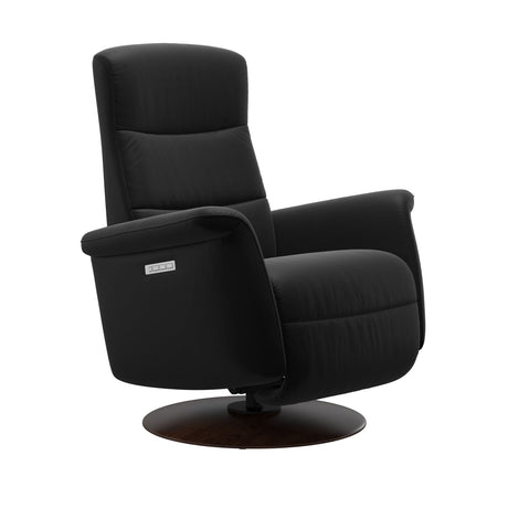 Mike Recliner - Wood Base - Paloma Black - Brown Wood