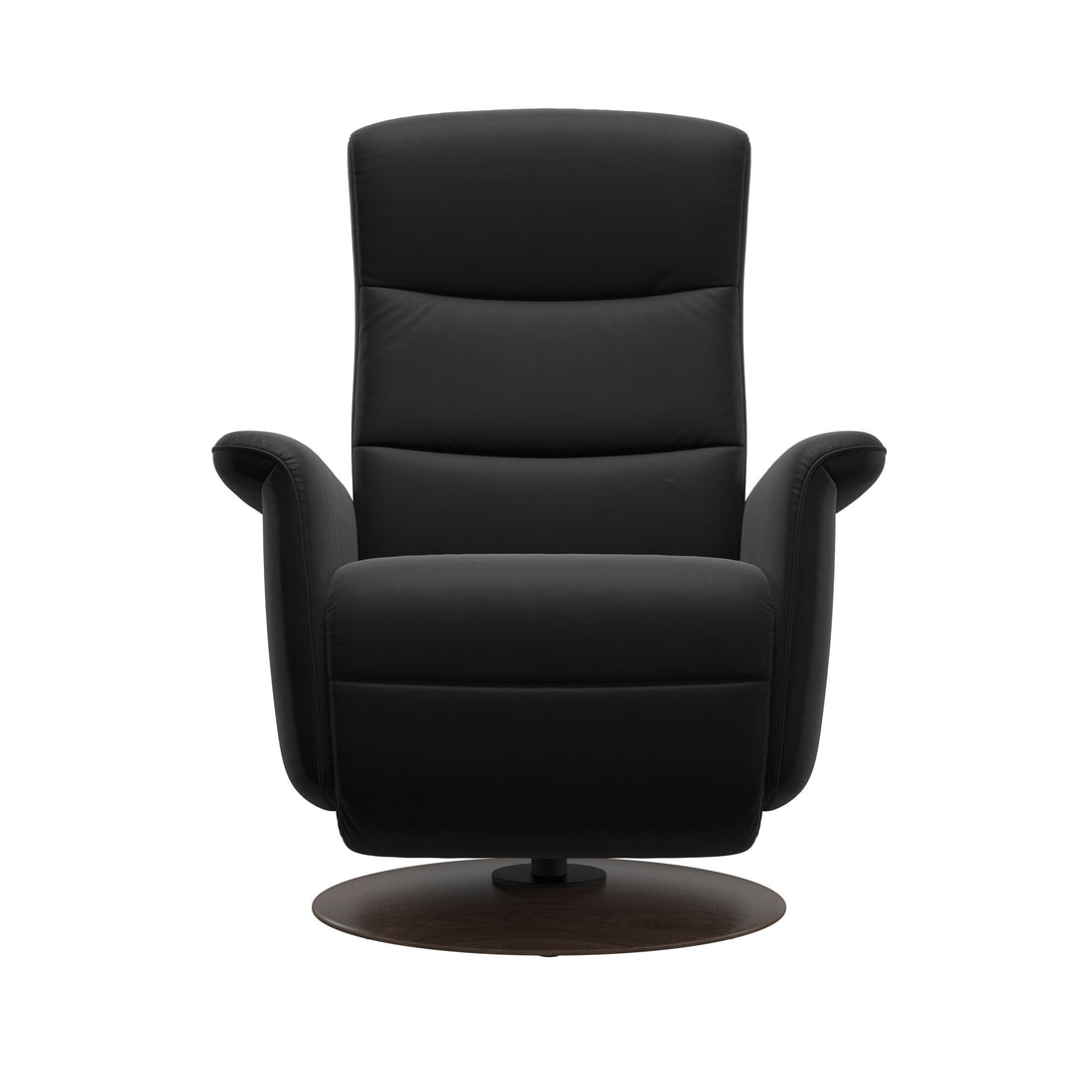 Stressless Mike Recliner Wood Base in Paloma Black, Walnut, side view