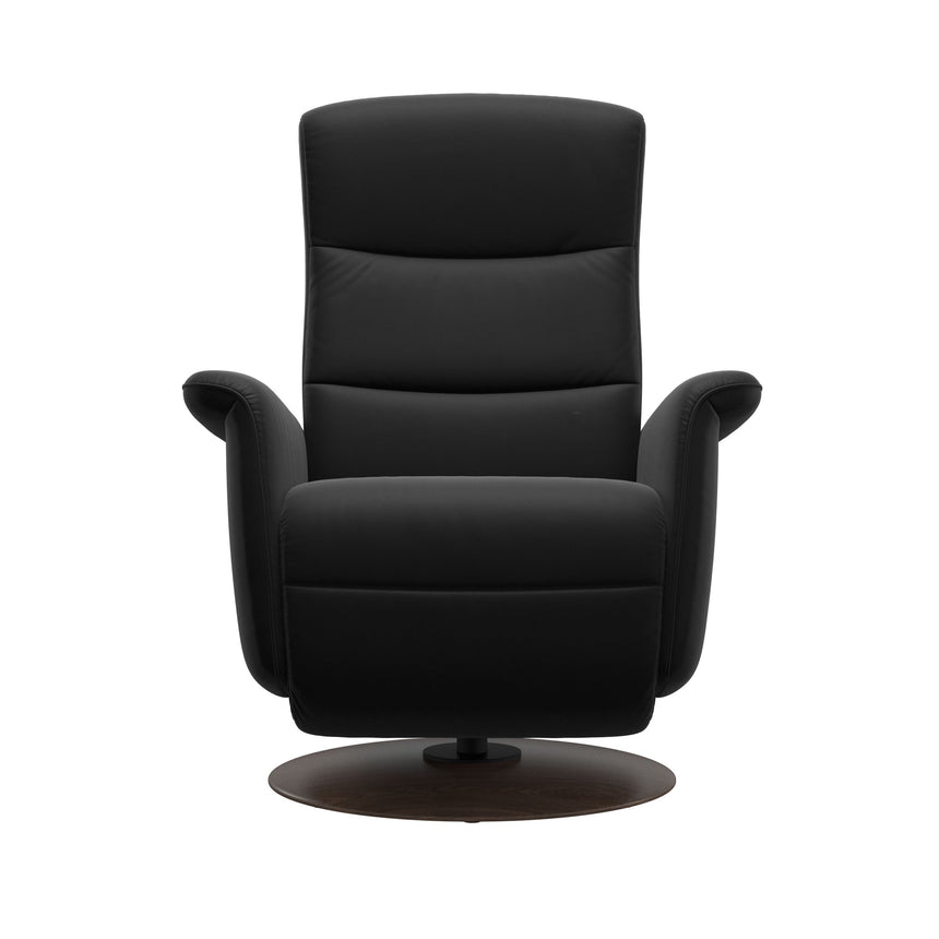 Mike Recliner - Wood Base - Paloma Black - Walnut Wood
