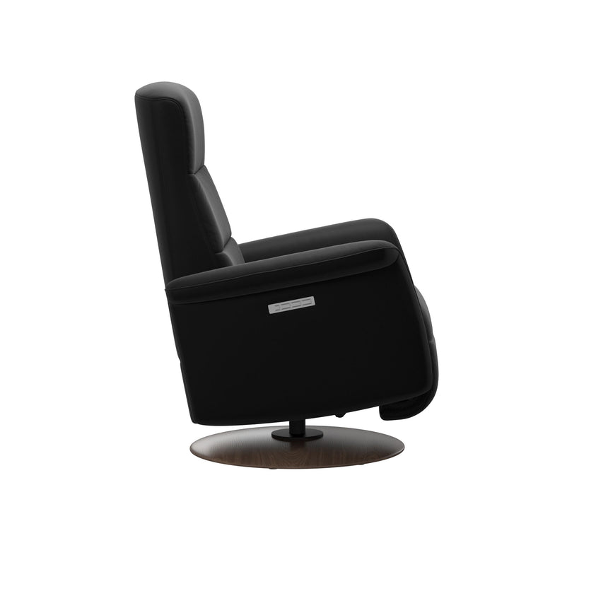 Mike Recliner - Wood Base - Paloma Black - Walnut Wood