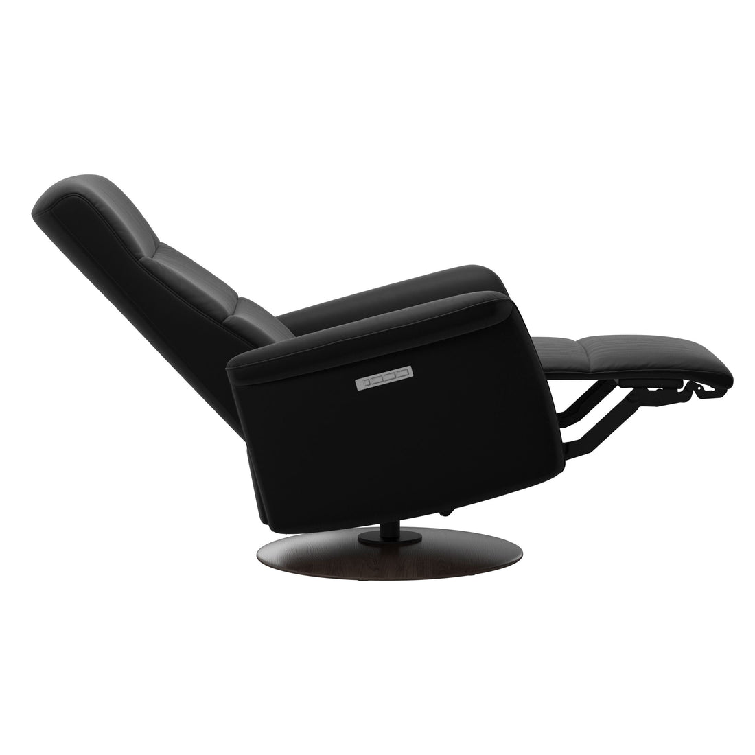 Stressless Mike Recliner Wood Base in Paloma Black, Wenge, rear three-quarter view