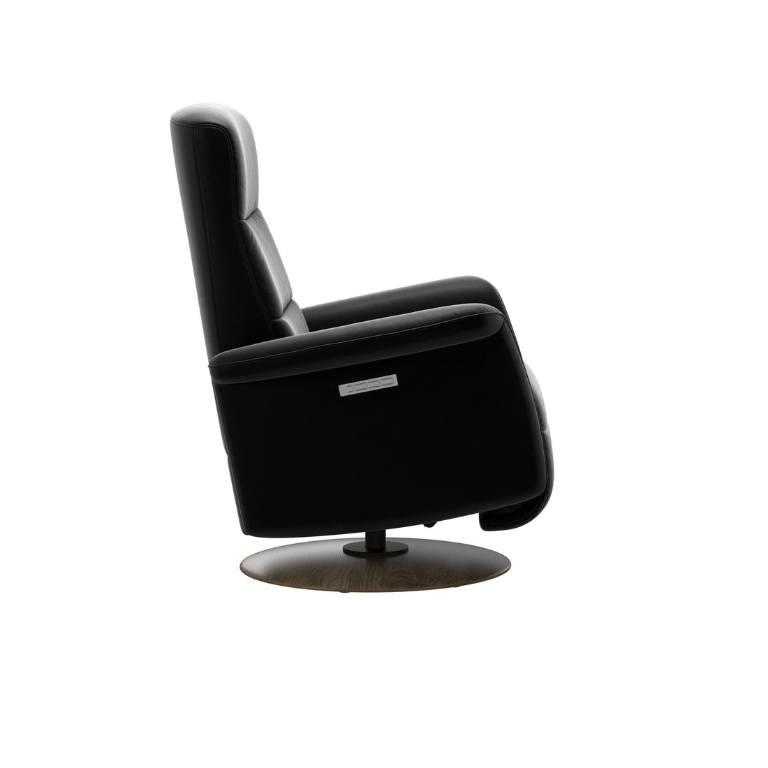Stressless Mike Recliner Wood Base in Paloma Black, Smoked Oak, back view