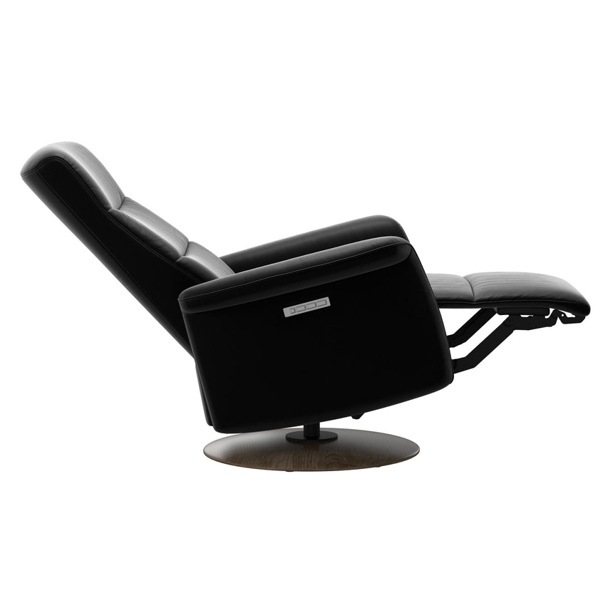 Mike Recliner - Wood Base - Paloma Black - Smoked Oak Wood