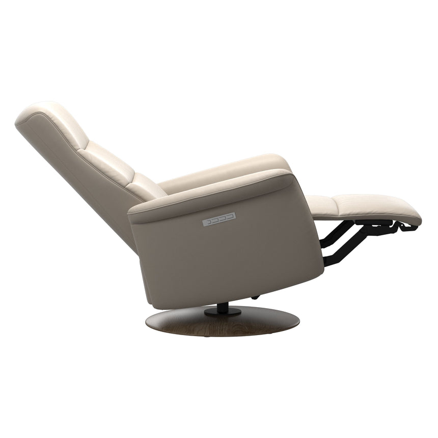 Mike Recliner - Wood Base - Paloma Fog - Smoked Oak Wood