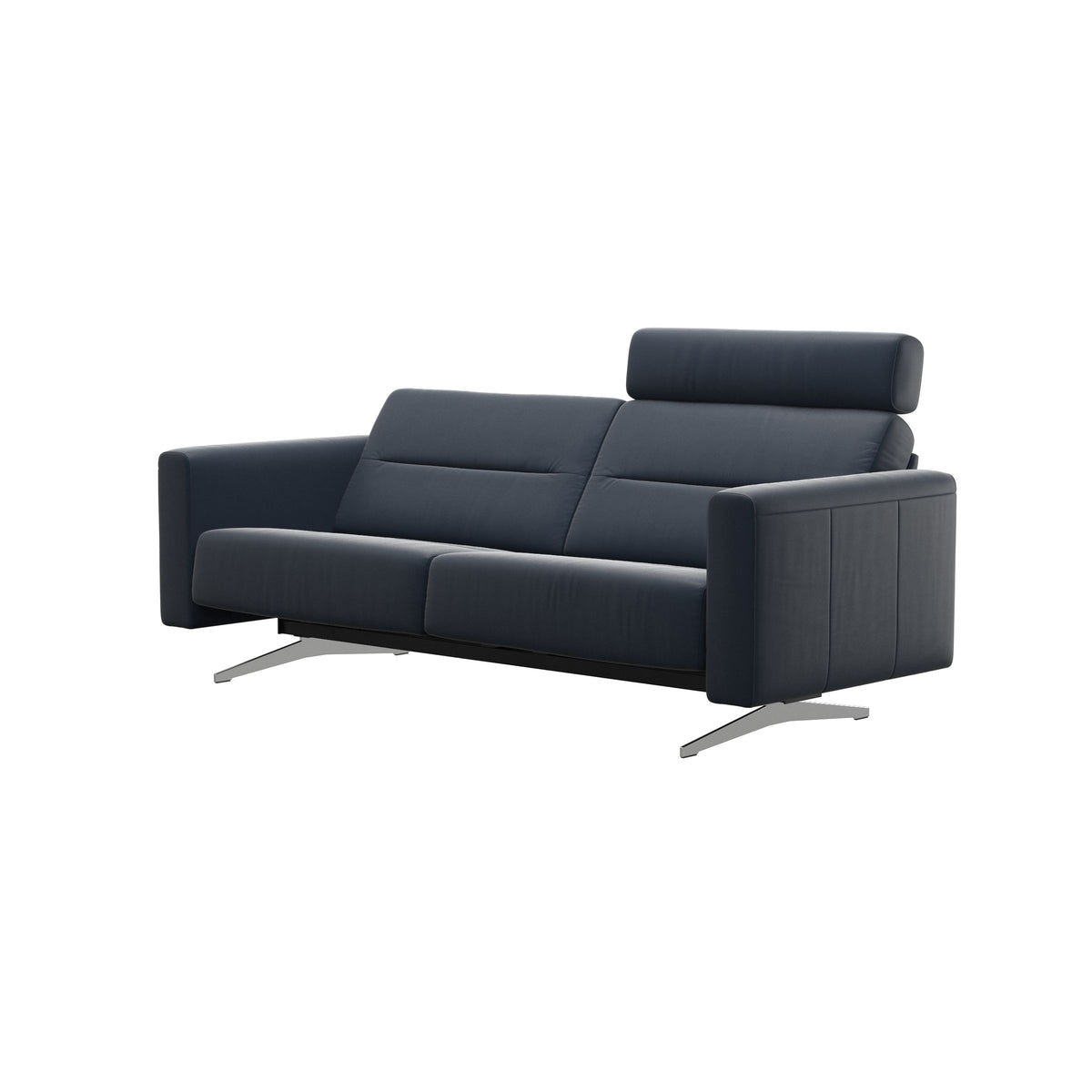 Stressless Stella 2.5-Seater Sofa with 1 Headrest in Paloma Oxford Blue with S2 arms, side view