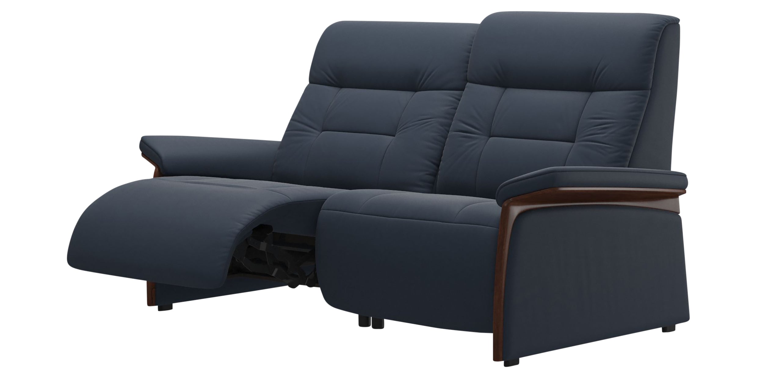 Paloma Leather Oxford Blue and Brown Arm Trim | Stressless Mary 2-Seater Sofa | Valley Ridge Furniture