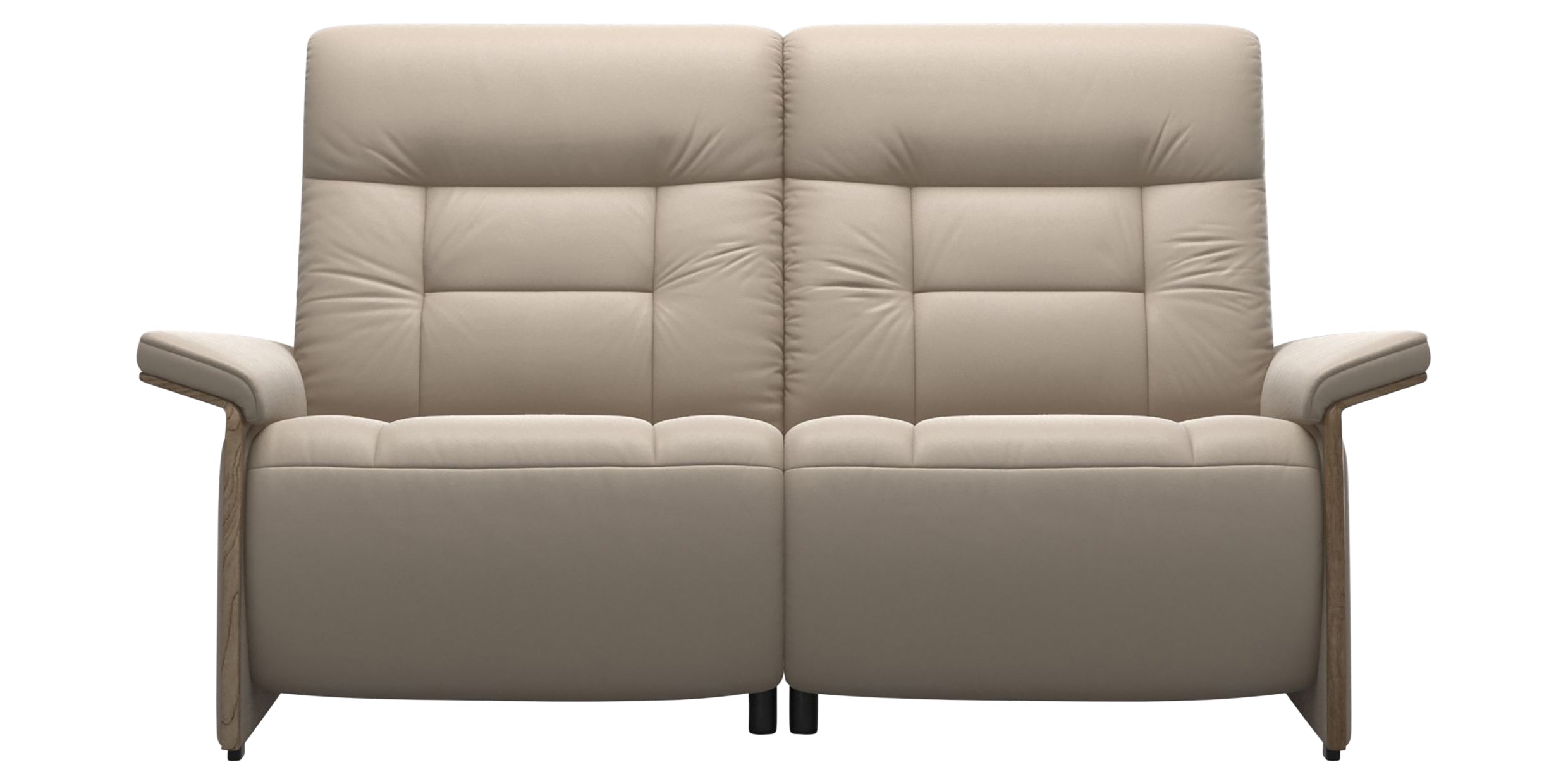 Paloma Leather Mushroom and Smoked Oak Arm Trim | Stressless Mary 2-Seater Sofa | Valley Ridge Furniture