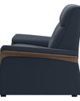 Paloma Leather Oxford Blue and Walnut Arm Trim | Stressless Mary 2-Seater Sofa | Valley Ridge Furniture