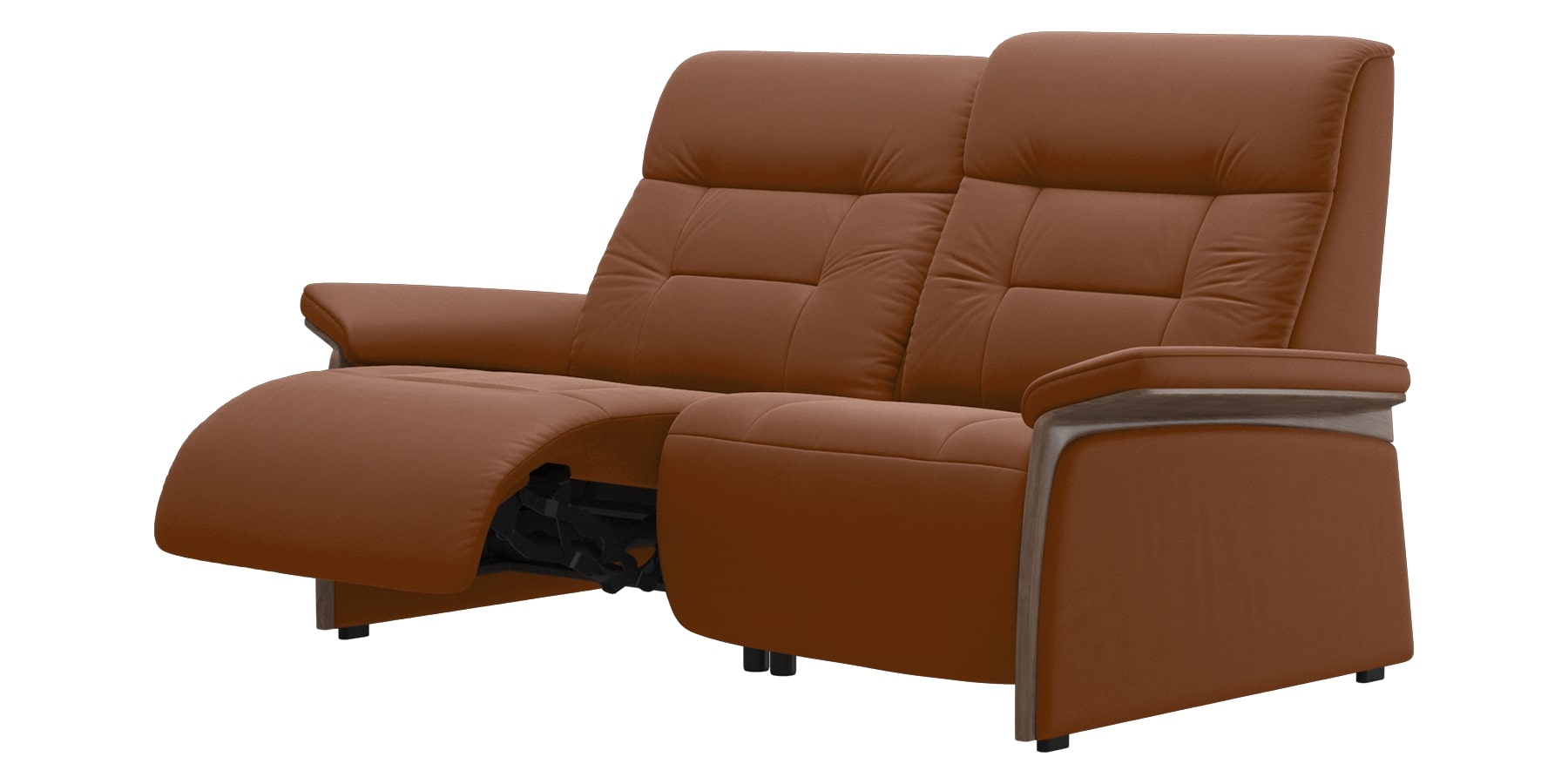 Paloma Leather New Cognac and Walnut Arm Trim | Stressless Mary 2-Seater Sofa | Valley Ridge Furniture