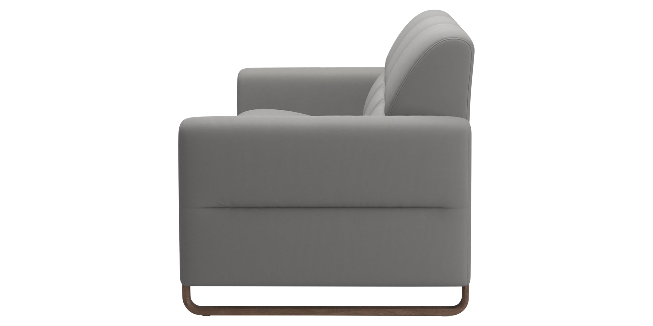 Paloma Leather Silver Grey &amp; Walnut Arm Trim | Stressless Fiona 3-Seater Sofa | Valley Ridge Furniture