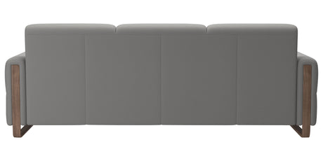 Paloma Leather Silver Grey & Walnut Arm Trim | Stressless Fiona 3-Seater Sofa | Valley Ridge Furniture