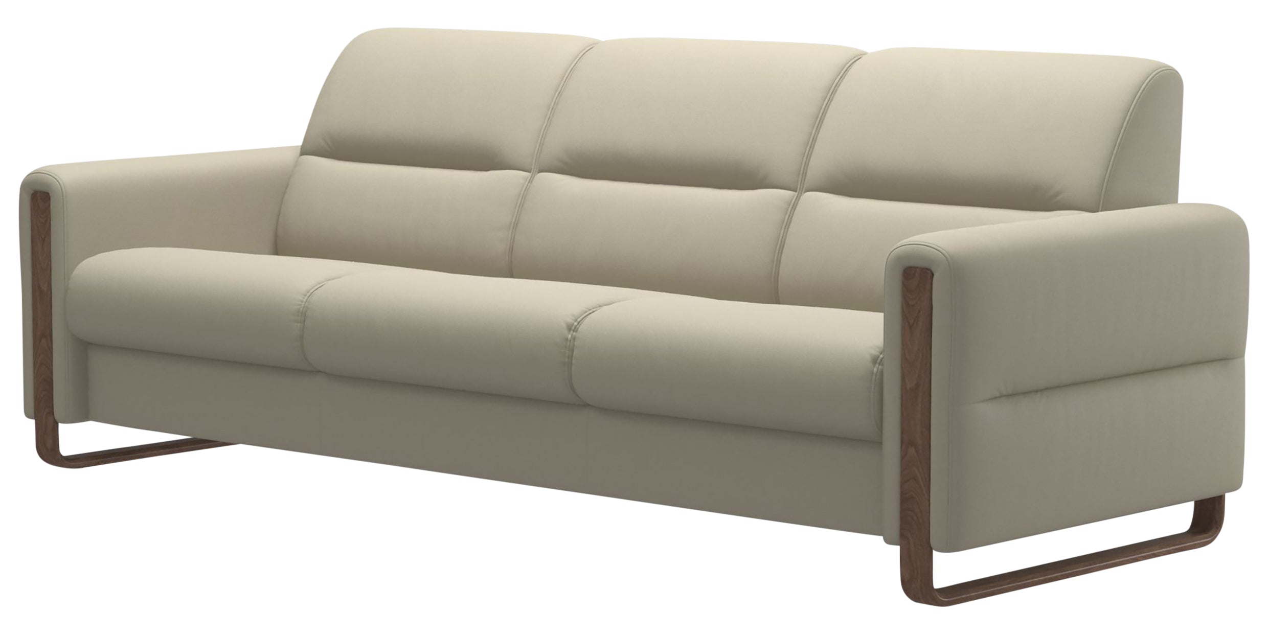 Paloma Leather Light Grey & Walnut Arm Trim | Stressless Fiona 3-Seater Sofa | Valley Ridge Furniture