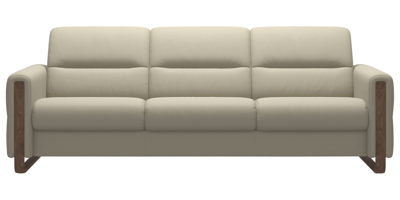 Paloma Leather Light Grey & Walnut Arm Trim | Stressless Fiona 3-Seater Sofa | Valley Ridge Furniture