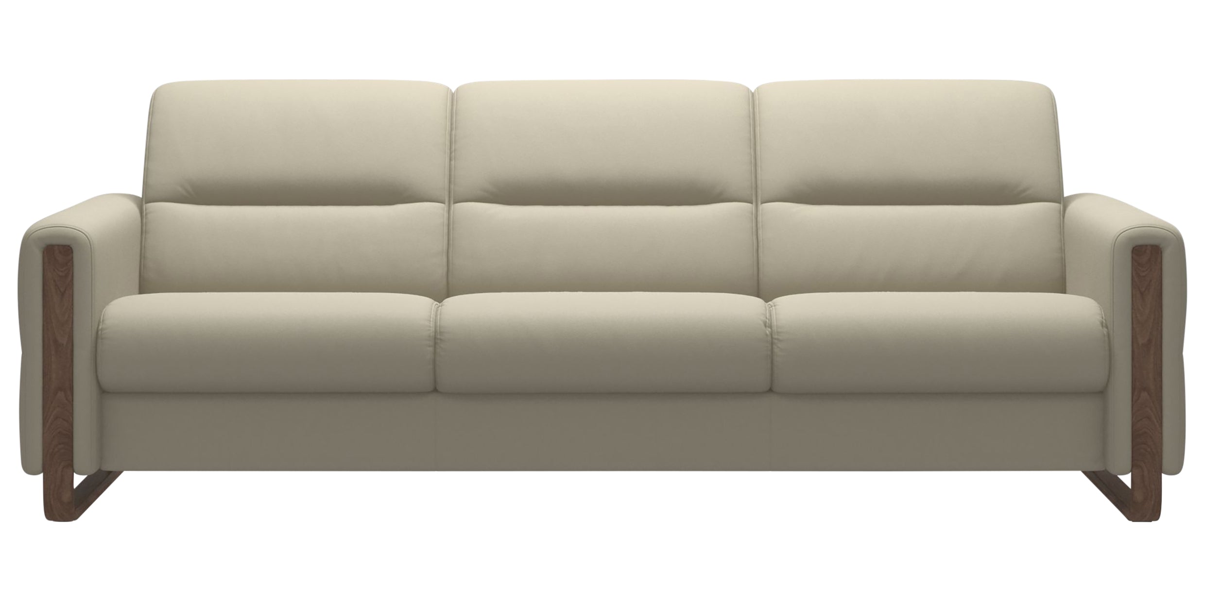 Paloma Leather Light Grey &amp; Walnut Arm Trim | Stressless Fiona 3-Seater Sofa | Valley Ridge Furniture