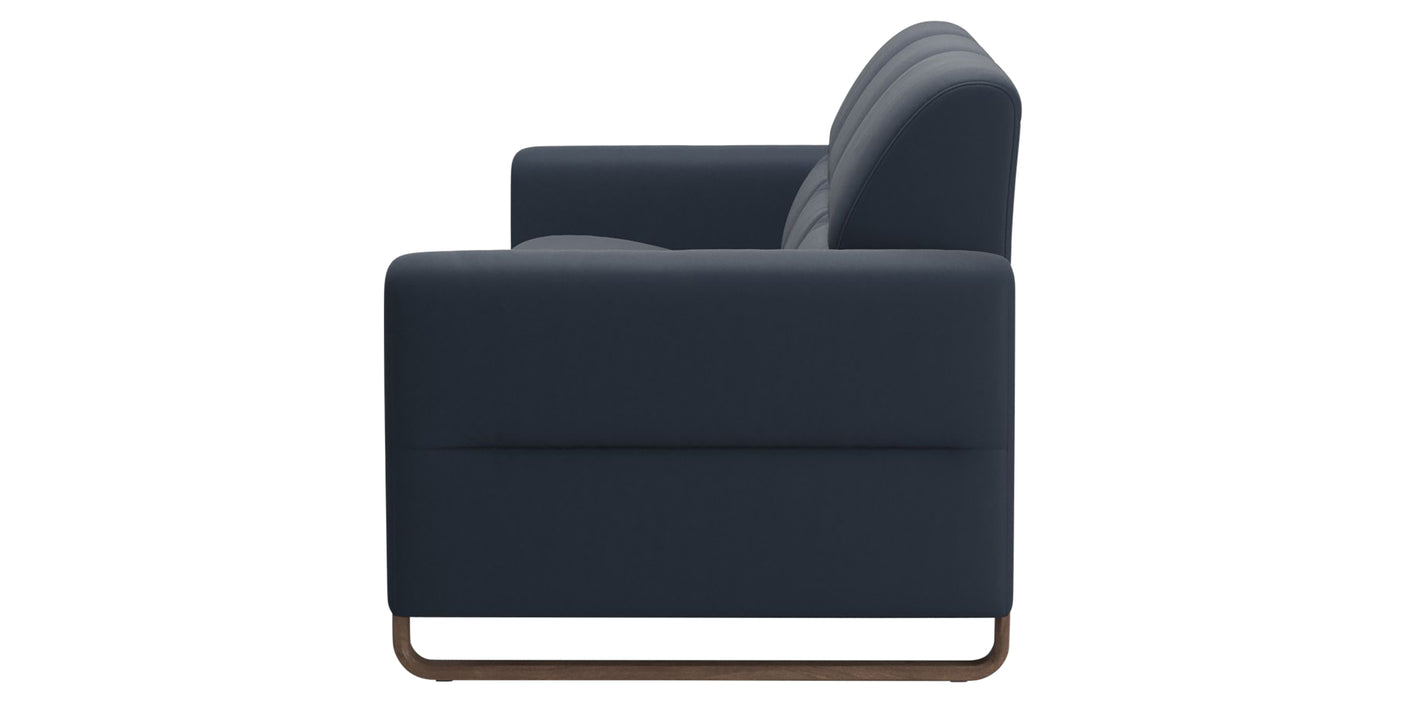 Paloma Leather Oxford Blue & Walnut Arm Trim | Stressless Fiona 3-Seater Sofa | Valley Ridge Furniture