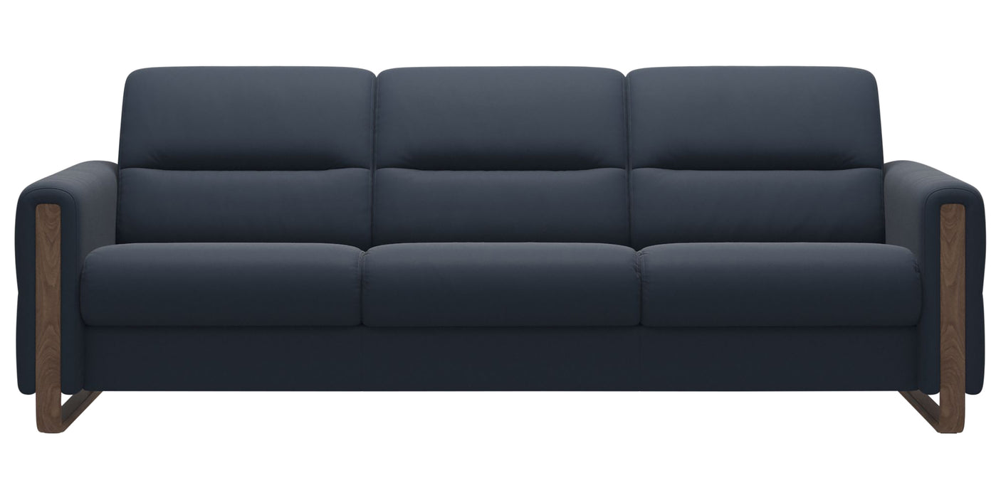 Paloma Leather Oxford Blue & Walnut Arm Trim | Stressless Fiona 3-Seater Sofa | Valley Ridge Furniture