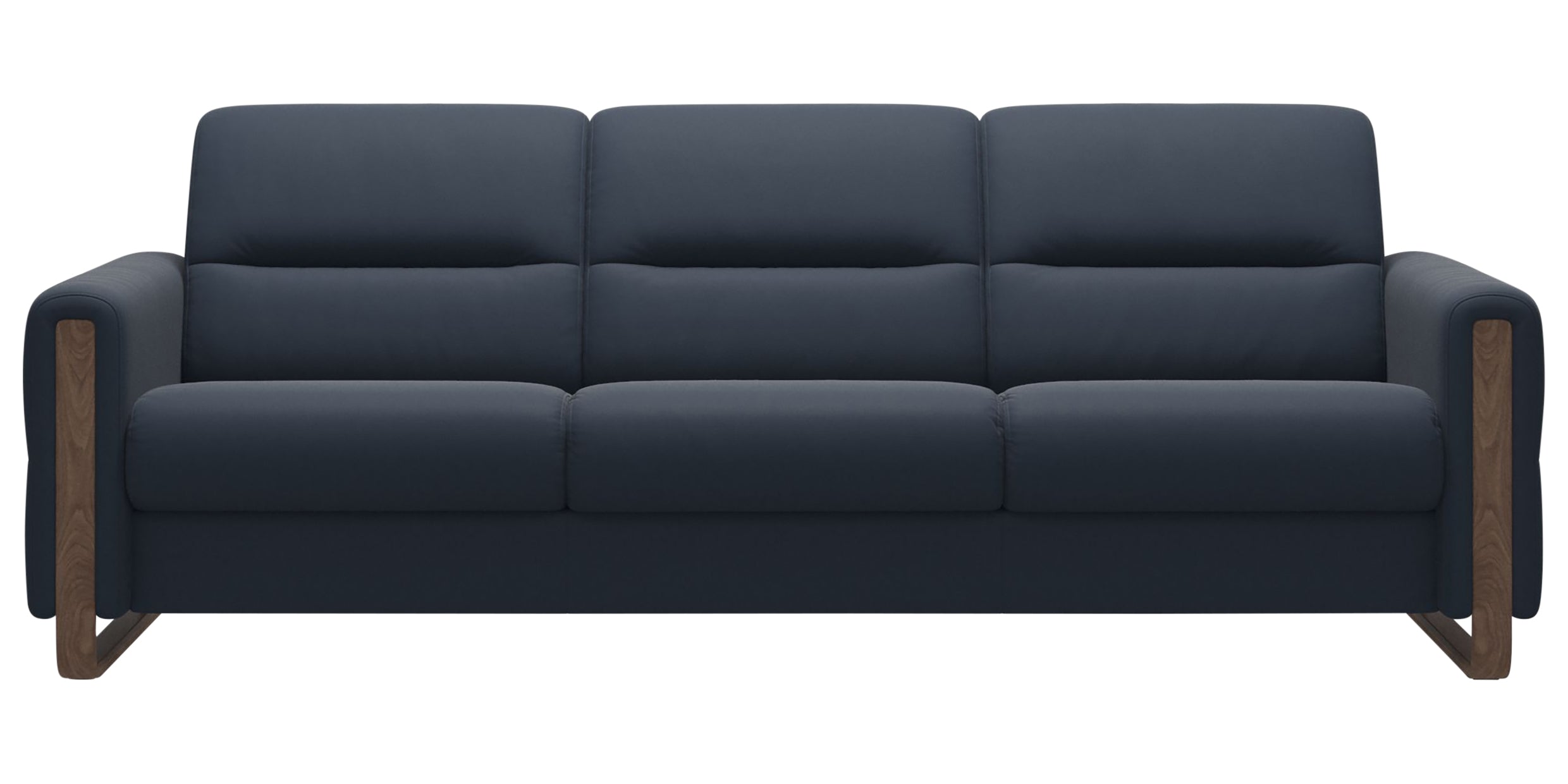 Paloma Leather Oxford Blue & Walnut Arm Trim | Stressless Fiona 3-Seater Sofa | Valley Ridge Furniture