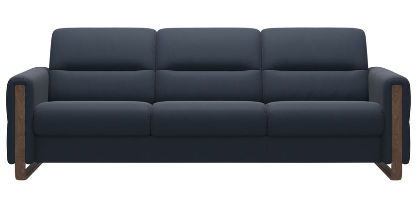 Paloma Leather Oxford Blue & Walnut Arm Trim | Stressless Fiona 3-Seater Sofa | Valley Ridge Furniture