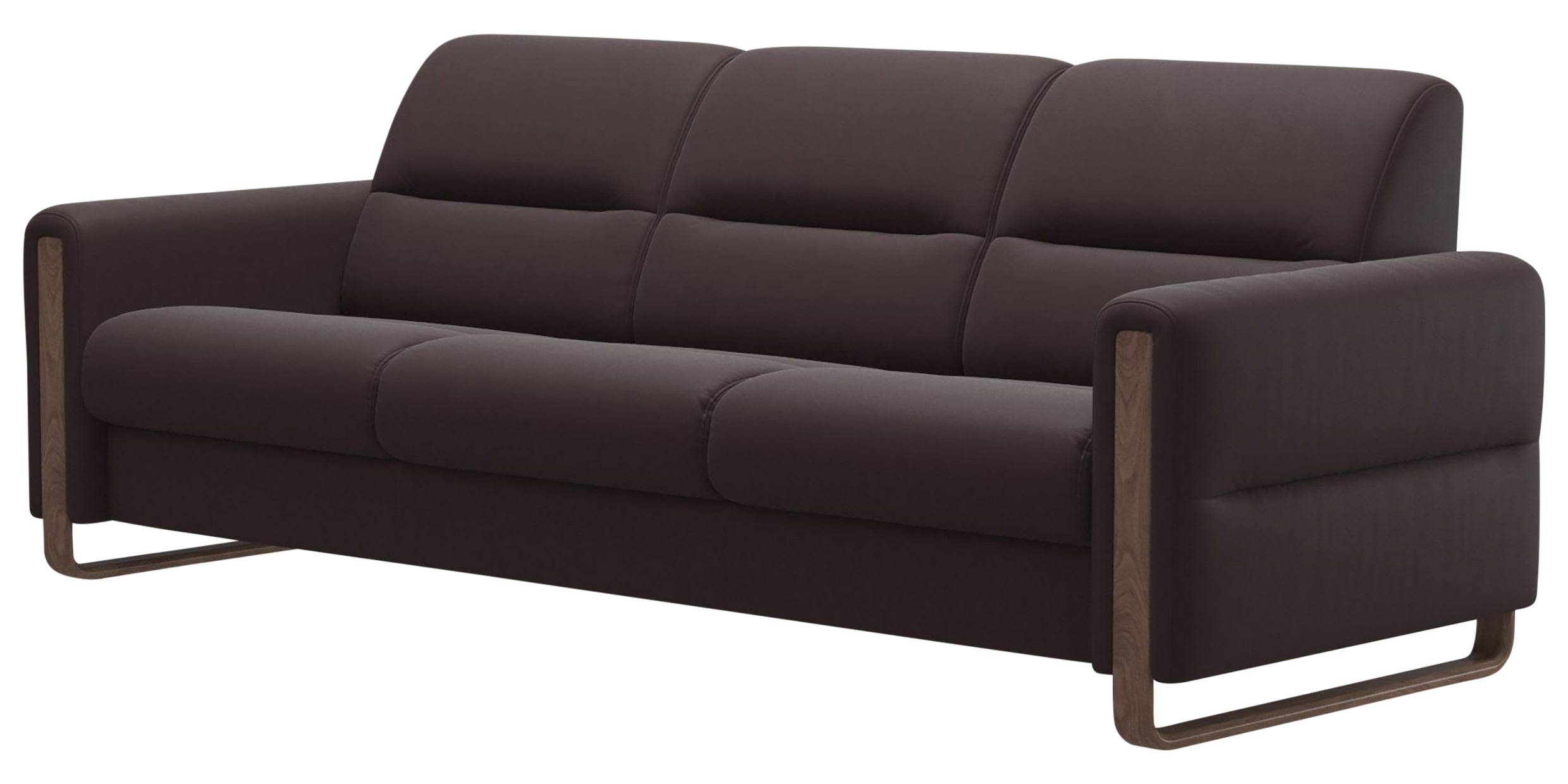 Paloma Leather Chocolate &amp; Walnut Arm Trim | Stressless Fiona 3-Seater Sofa | Valley Ridge Furniture