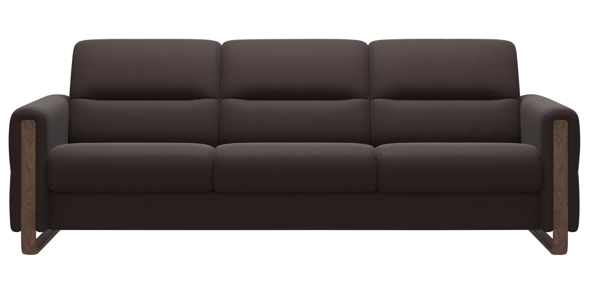 Paloma Leather Chocolate & Walnut Arm Trim | Stressless Fiona 3-Seater Sofa | Valley Ridge Furniture