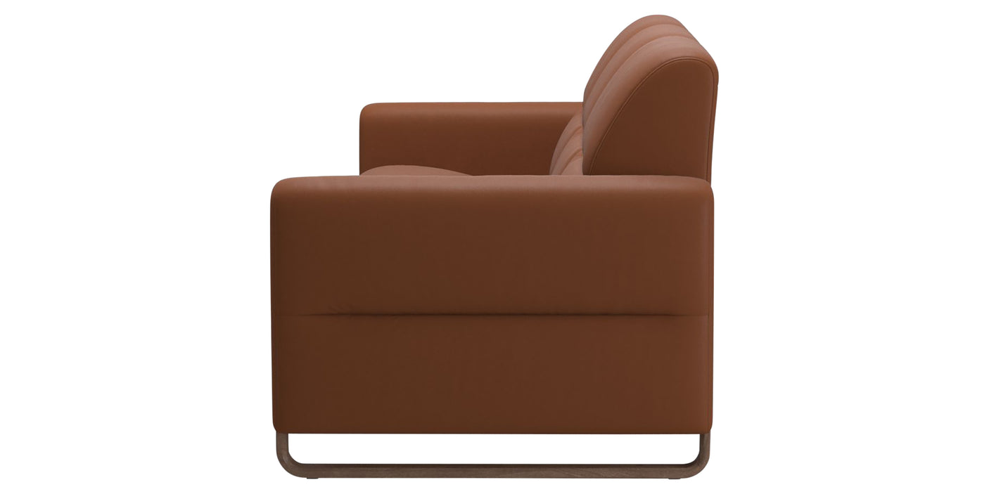 Paloma Leather New Cognac & Walnut Arm Trim | Stressless Fiona 3-Seater Sofa | Valley Ridge Furniture