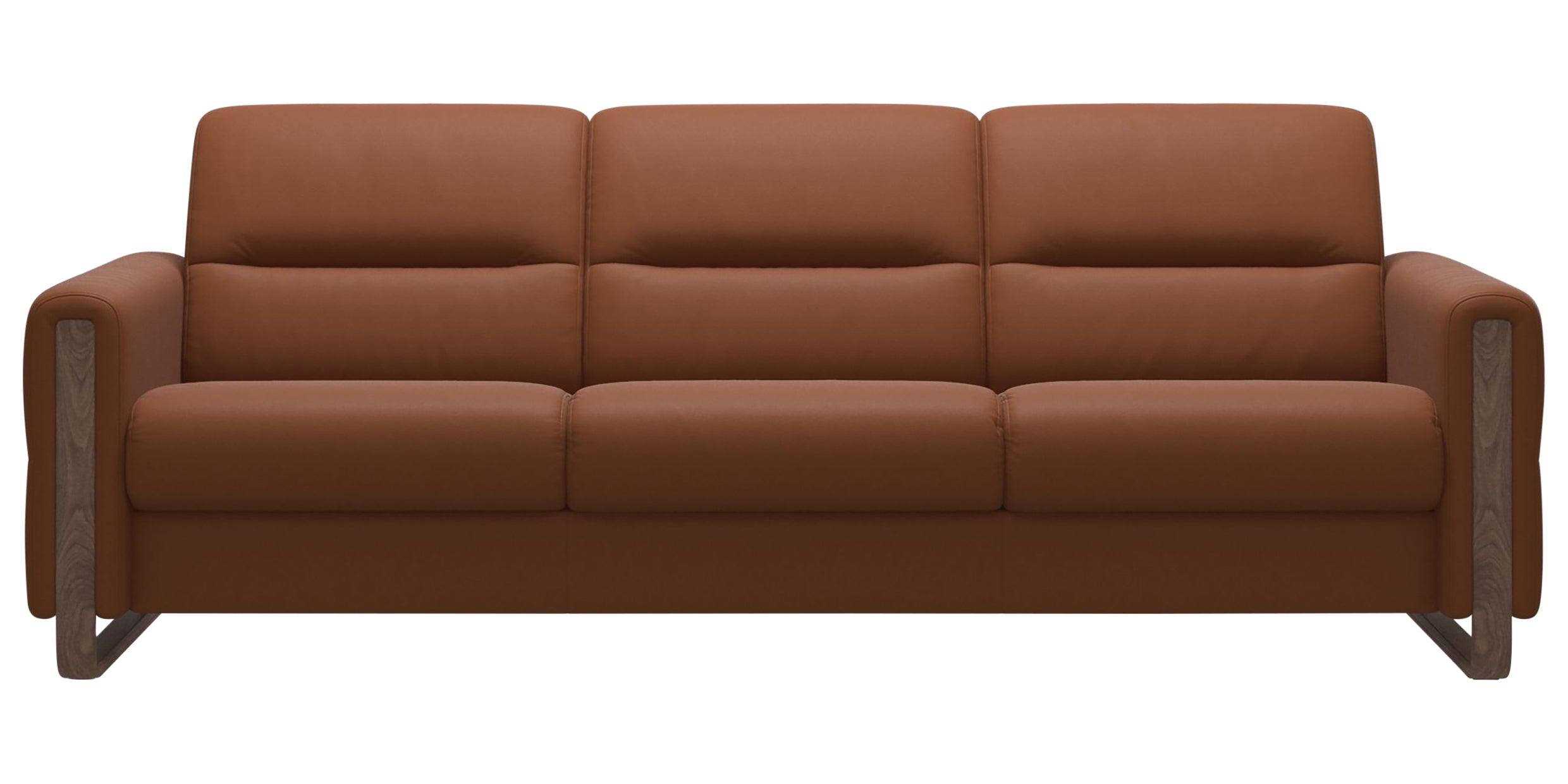 Paloma Leather New Cognac & Walnut Arm Trim | Stressless Fiona 3-Seater Sofa | Valley Ridge Furniture