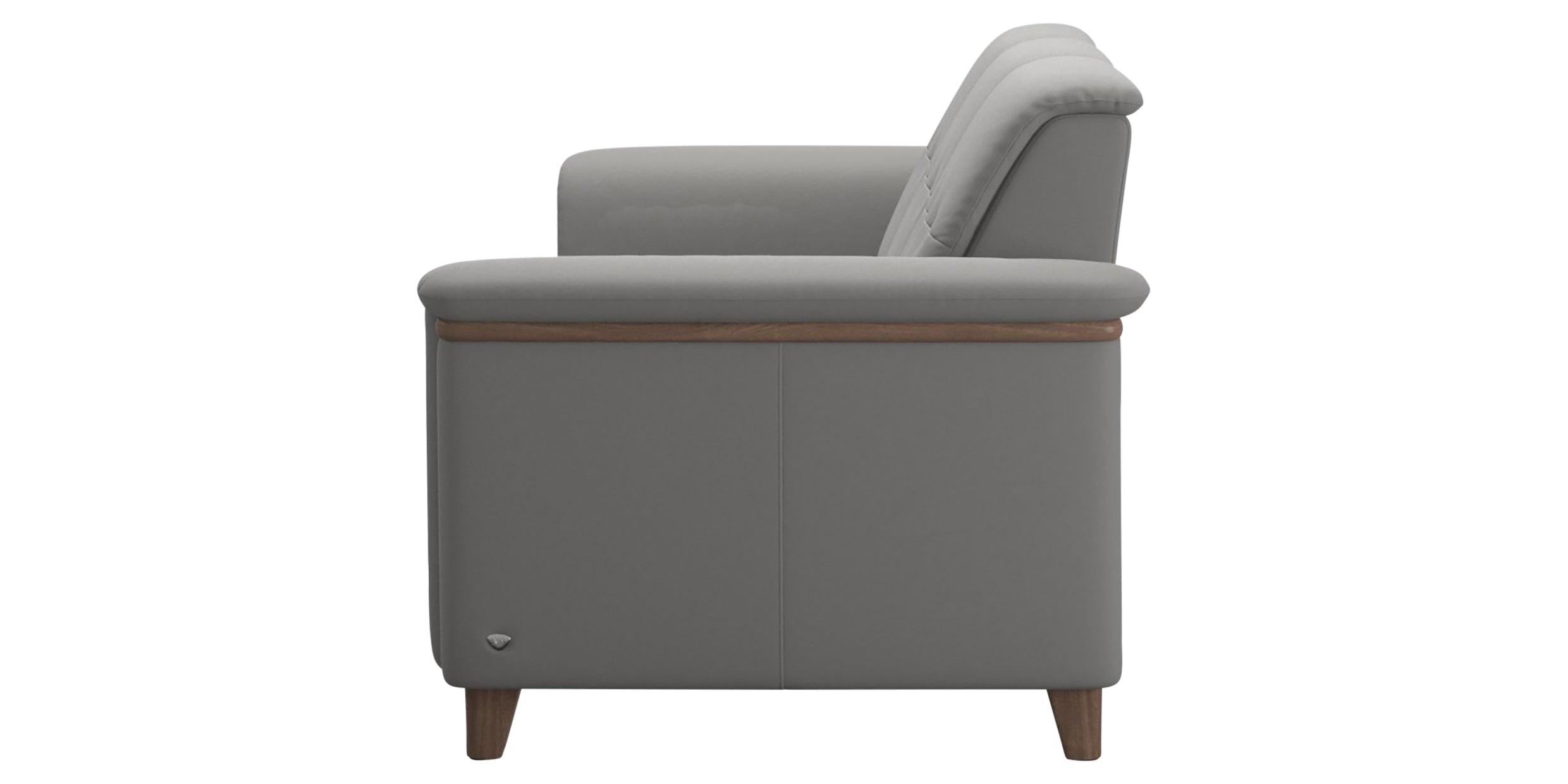 Paloma Leather Silver Grey &amp; Walnut Arm Trim | Stressless Flora 3-Seater Sofa | Valley Ridge Furniture