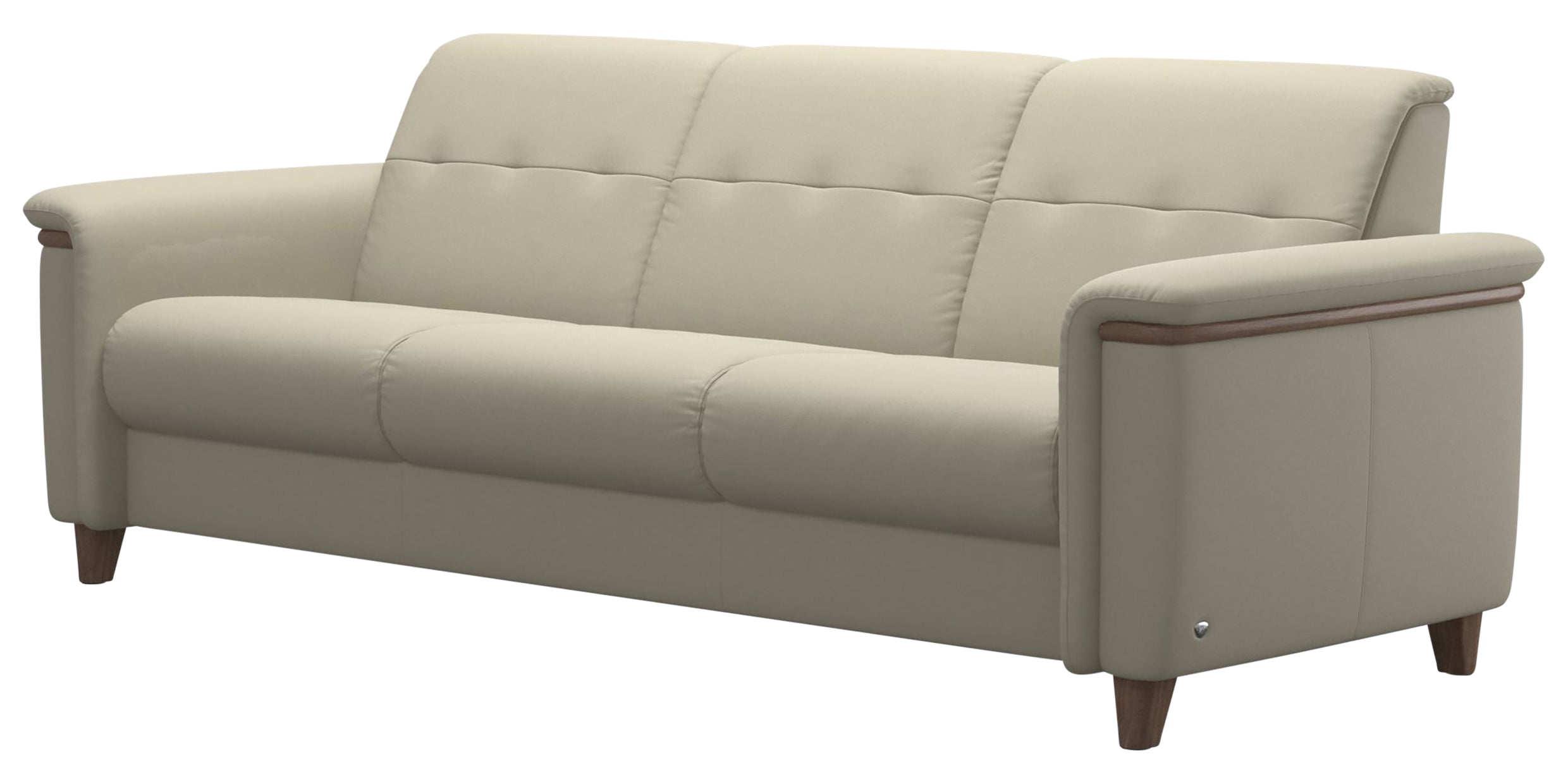 Paloma Leather Light Grey & Walnut Arm Trim | Stressless Flora 3-Seater Sofa | Valley Ridge Furniture