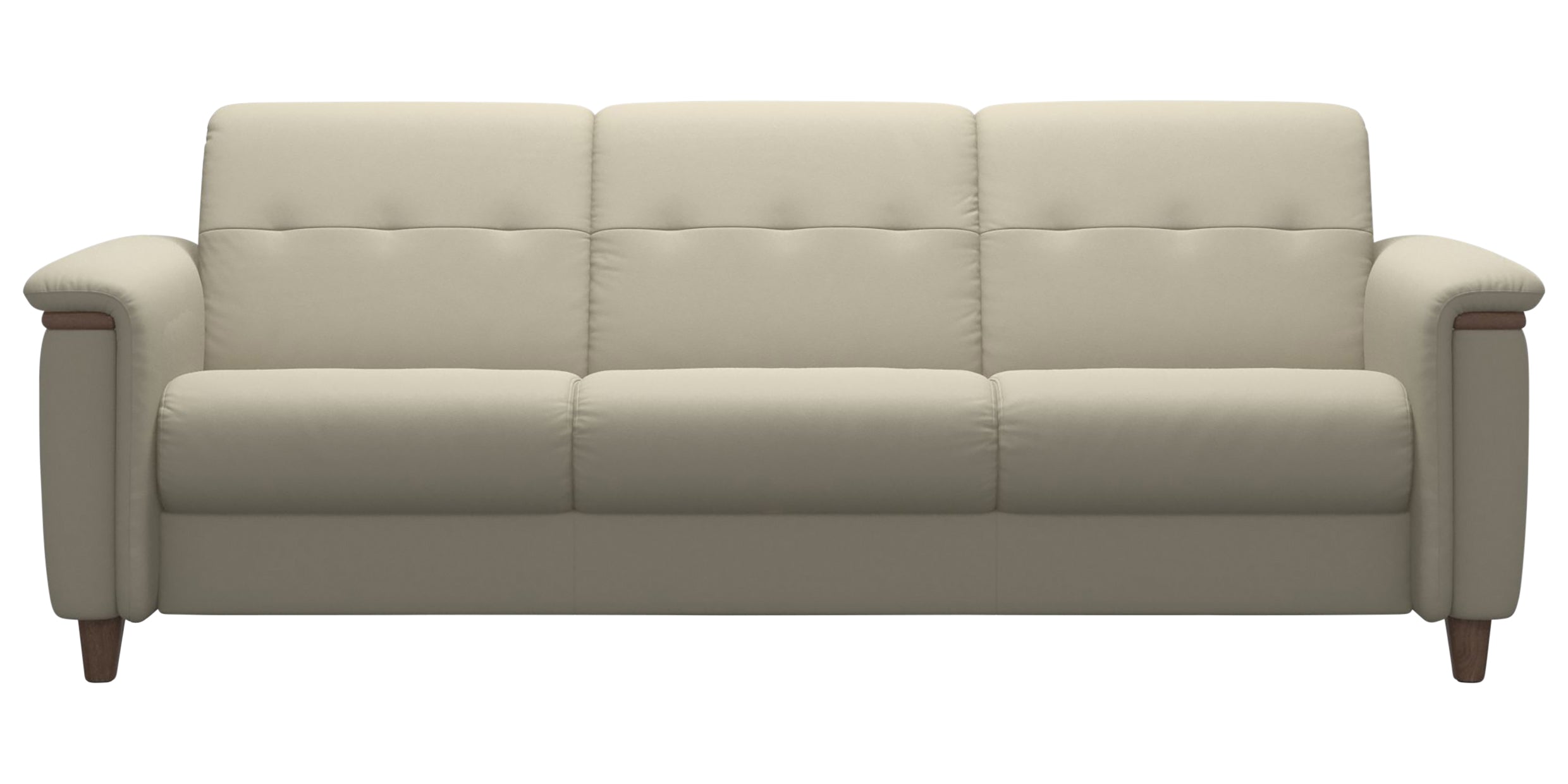 Paloma Leather Light Grey & Walnut Arm Trim | Stressless Flora 3-Seater Sofa | Valley Ridge Furniture