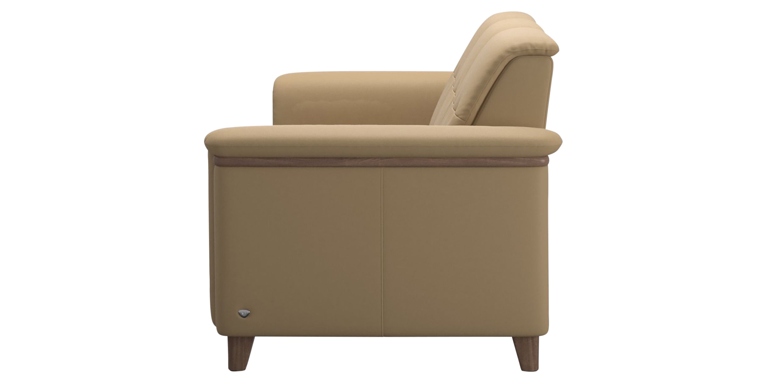 Paloma Leather Sand &amp; Walnut Arm Trim | Stressless Flora 3-Seater Sofa | Valley Ridge Furniture