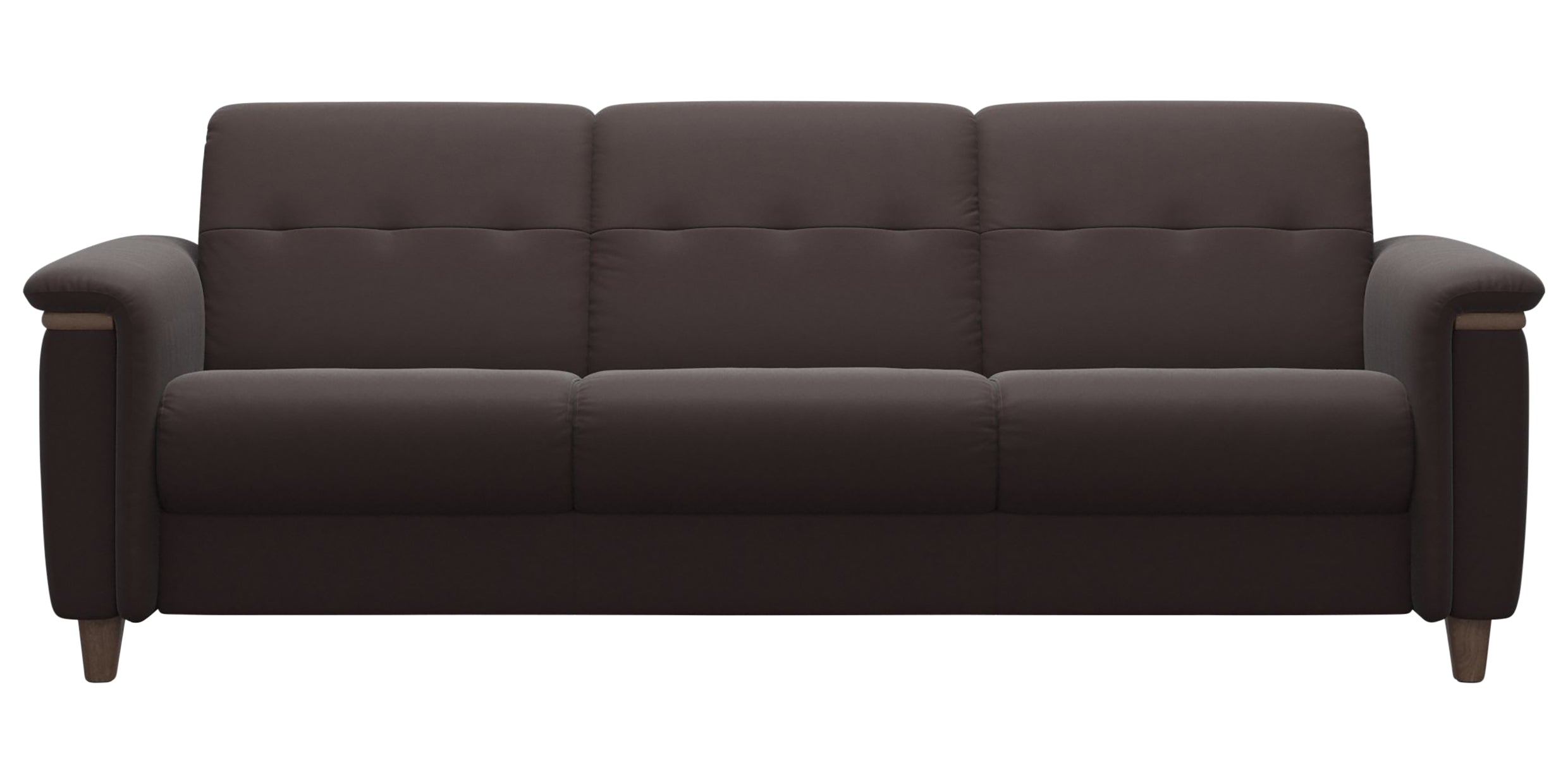 Paloma Leather Chocolate &amp; Walnut Arm Trim | Stressless Flora 3-Seater Sofa | Valley Ridge Furniture