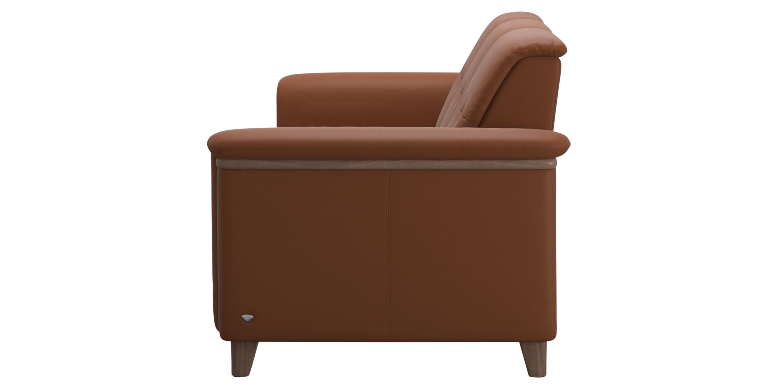 Paloma Leather New Cognac &amp; Walnut Arm Trim | Stressless Flora 3-Seater Sofa | Valley Ridge Furniture