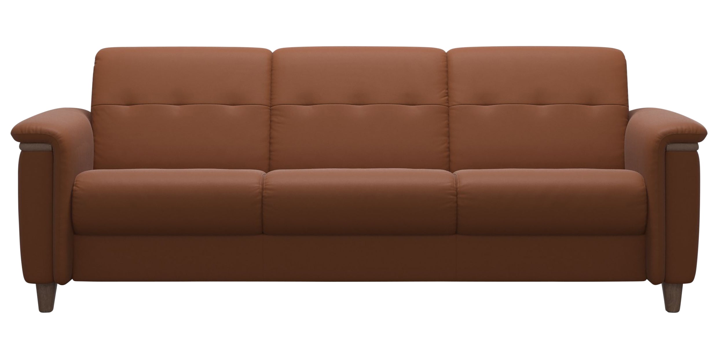 Paloma Leather New Cognac & Walnut Arm Trim | Stressless Flora 3-Seater Sofa | Valley Ridge Furniture